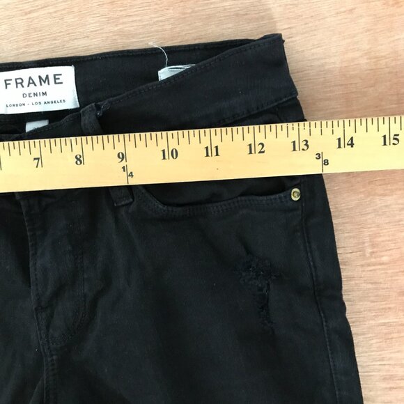 Frame Denim Le Skinny De Jeanne Jeans Women size 25 Black Distressed Mid Rise - Picture 11 of 11